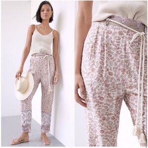 Anthropologie Ollari New York Women's Pink Patterned Pants - Size L